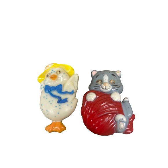 Vintage Animal Magnets Lot Of 10 Plastic Miniatures - Duck Goose Bear Pig Cat Co - Picture 4 of 7